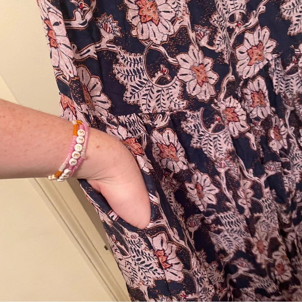 Knox Rose Maxi Floral Boho Festival Hippie Prairie Dress - Blue Pink - NWOT - Picture 14 of 16